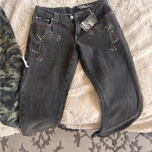 Embroidered Black Jeans